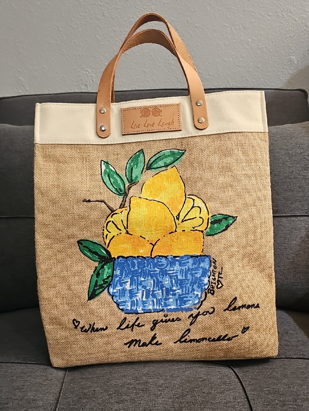 Brighton Lemon Tote Bag with Blue Bowl (B)
